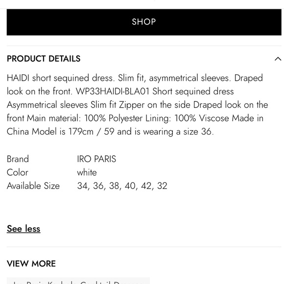 IRO Paris Haidi One Shoulder Sequin Mini Dress NWT - Picture 6 of 9